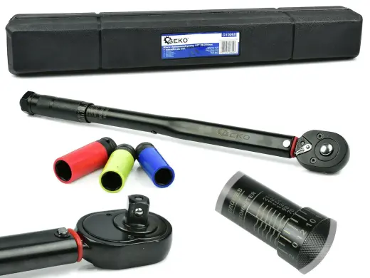 1/2" Dinamometriskā atslēga 28-210 Nm + muciņu komplekts, melna HD