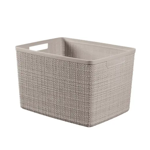 Джутовая корзина, длина 20 л, размеры 36x28x23 см, бежевая.