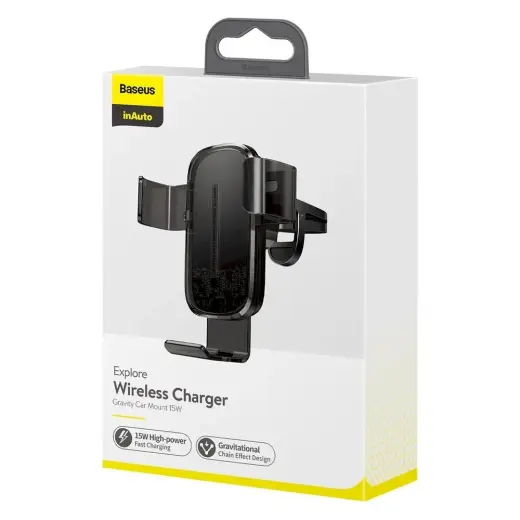 Baseus inAuto WXYL-K01 Air Vent Car Holder With Wireless Charging + Micro USB Cable 1.2m Black
