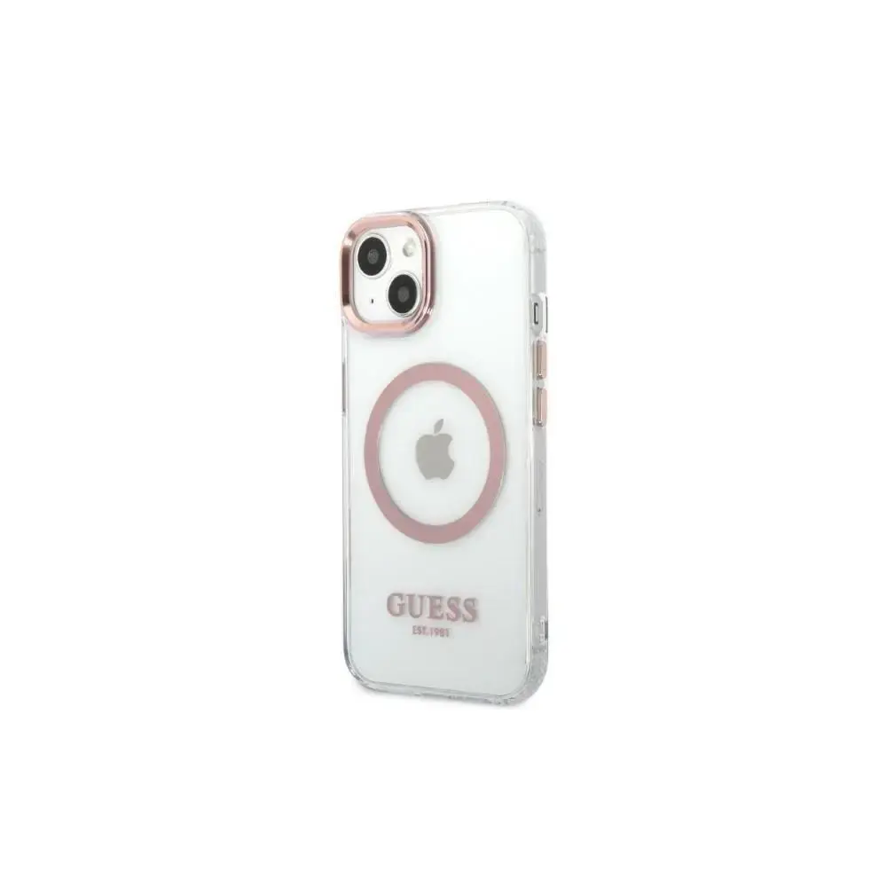 Guess case for iPhone 13 Pro | 13 6,1" GUHMP13LHTRMP pink hard case Metal Outline Magsafe
