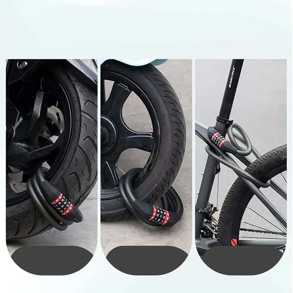 Zapięcie rowerowe Rockbros RKS507 na szyfr 5-cyfrowy linka stalowa 180 cm - czarne