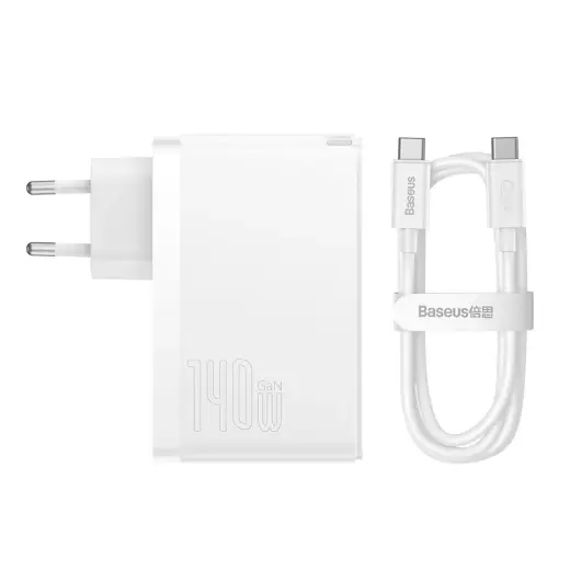 Baseus GaN5 Pro travel charger | 140W | GaN | USB-C, USB-A | white
