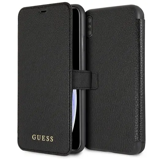 Guess GUFLBKI65IGLBK iPhone Xs Max black |czarny book Iridescent