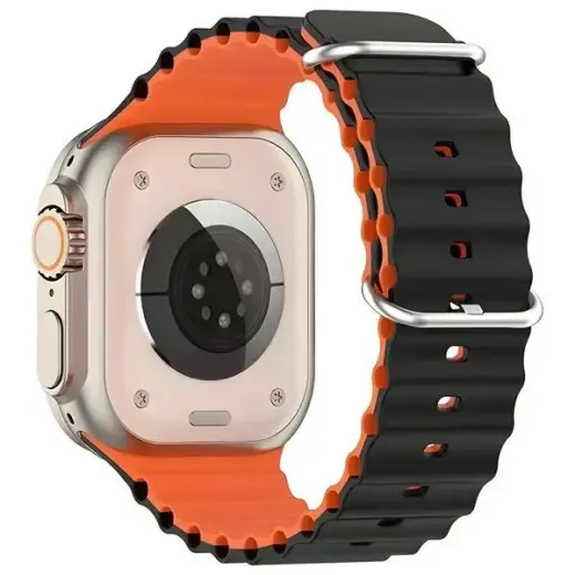 Beline Silicone Waves išmaniojo laikrodžio dirželis Apple Watch (38/40/41 mm) | silikoninis | juodas/oranžinis