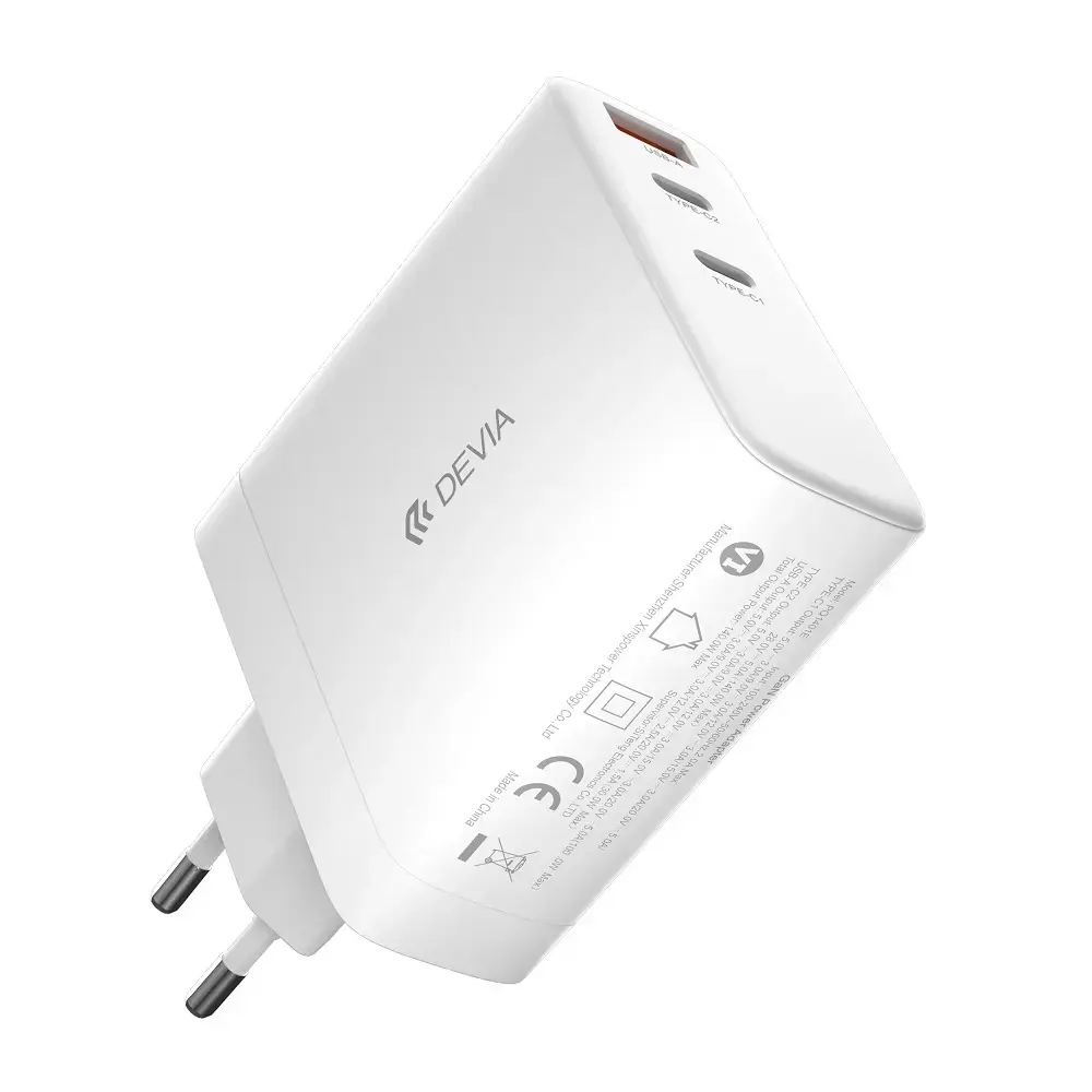Devia Extreme tīkla lādētājs | 140W | PD | USB-C, USB-A | balts