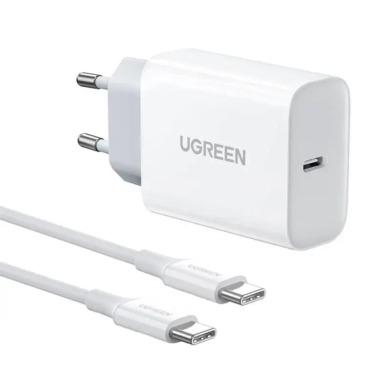 Ugreen USB Type C PD 30W wall charger with USB Type C cable 2m white (CD127)