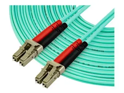 StarTech.com 10 m OM4 LC to LC Multimode Duplex Fiber Optic Patch Cable- Aqua - 50|125 - Fiber Optic Cable - 40|100Gb - LSZH (450FBLCLC10) - patch cable - 10 m - aqua