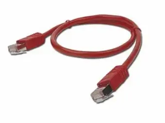 Red Patch cord cat. 5E molded strain relief 50u" plugs, 3 meters