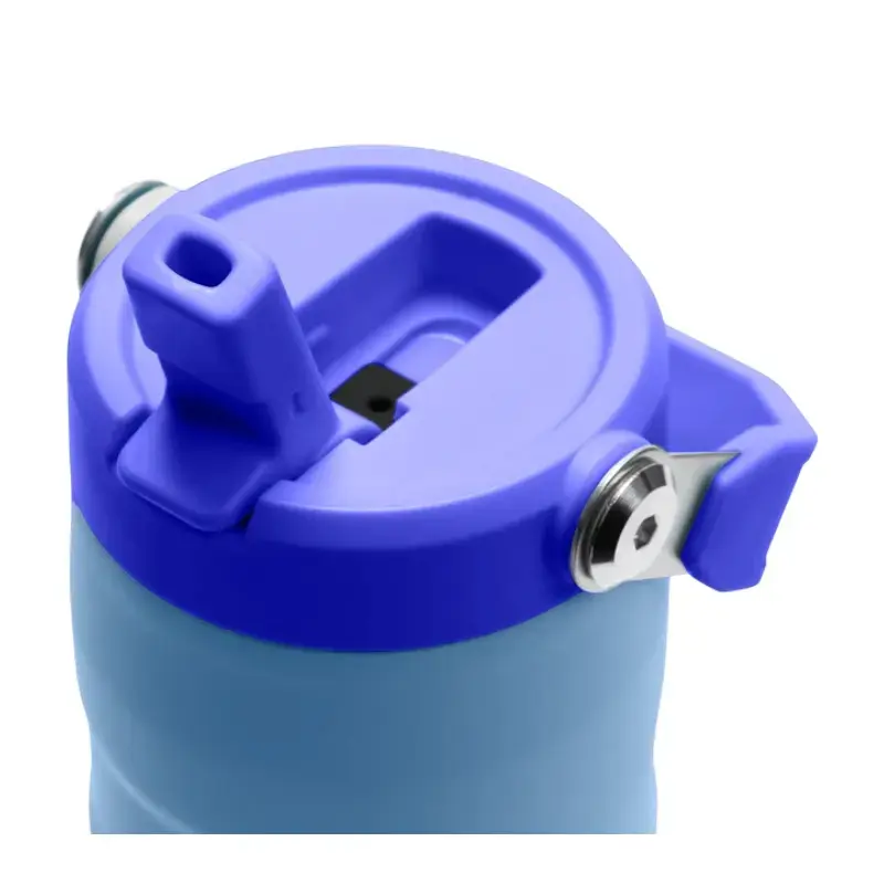Termopudele ar salmiņu The IceFlow Bottle Flip Straw 2.0 0,47L gaiši zila