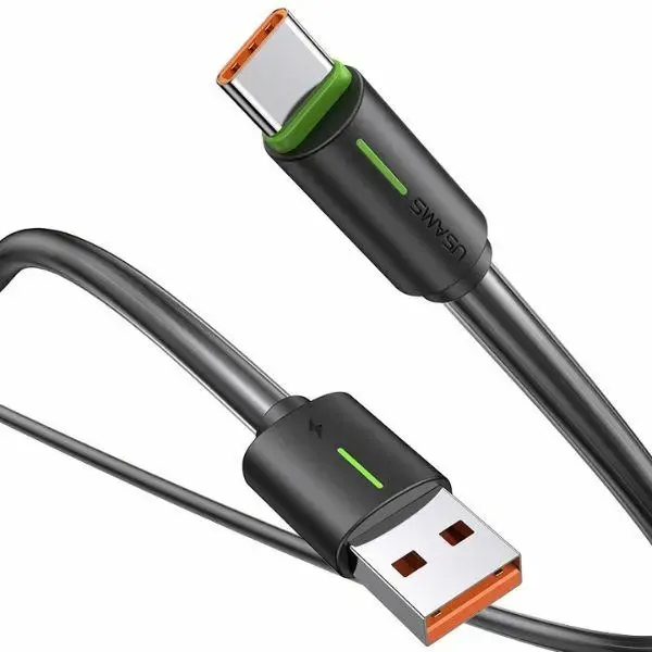 USAMS YU Series SJ732USB01 datu pārraides un uzlādes vads | USB-C uz USB-C | 15W | 1m | melns