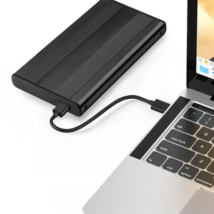 Qoltec alumīnija ārējā cietā diska korpuss HDD SSD 2,5 collu SATA3 | USB 3.0 | Melns