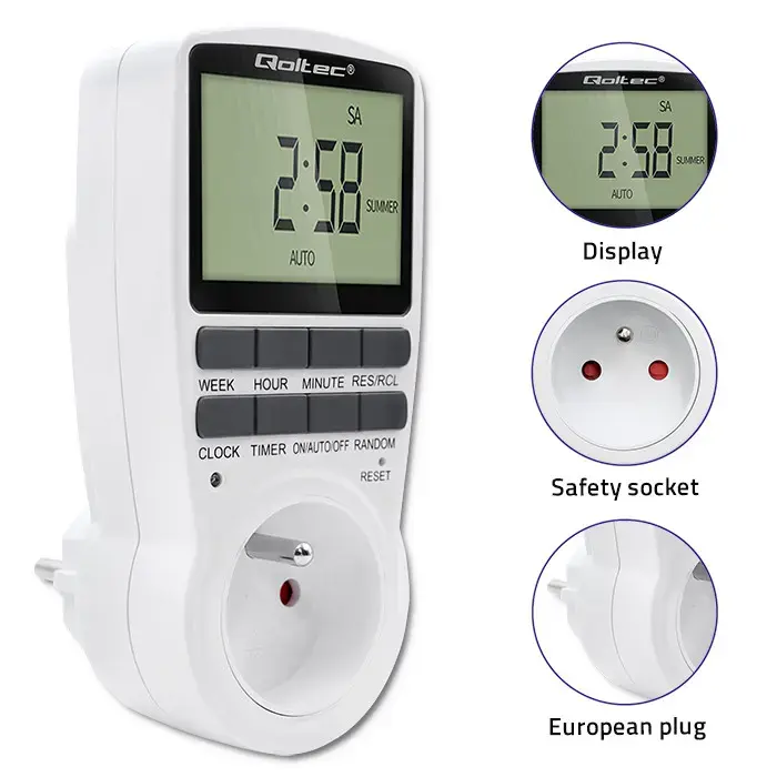 Qoltec Electronic Timer PC0628 | 3680W | 16A | LCD