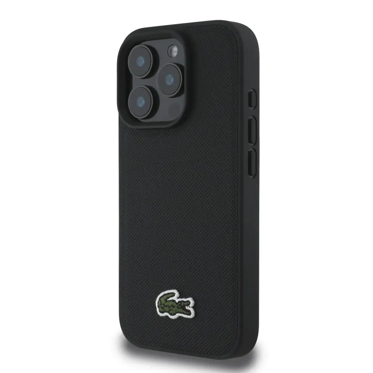 Lacoste Iconic Petit Pique Woven Logo Case for iPhone 16 Pro Black