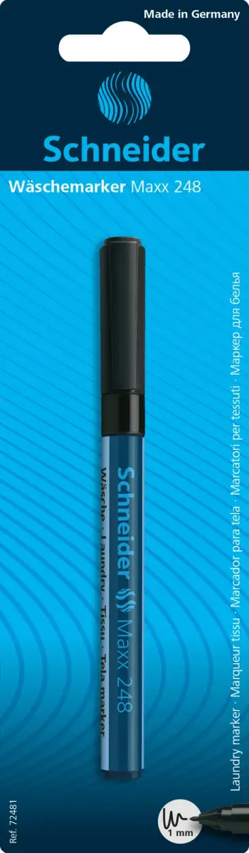 Noturīgais marķieris SCHNEIDER tekstilam Maxx 248, 1 mm,  melna tinte