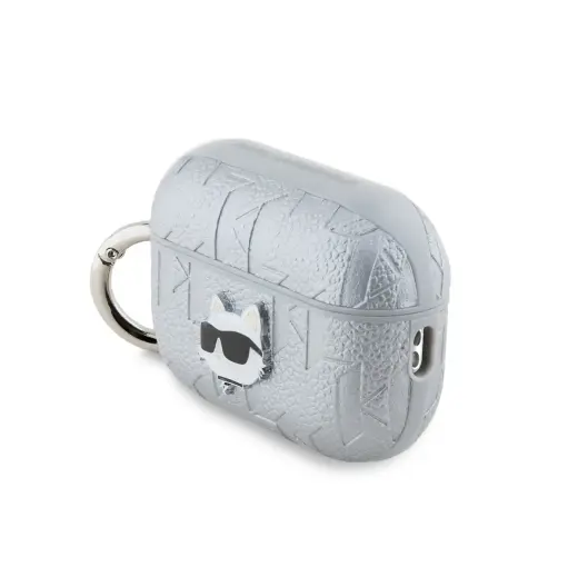 Karl Lagerfeld PU Embossed Choupette Head Case for AirPods Pro 2 Silver