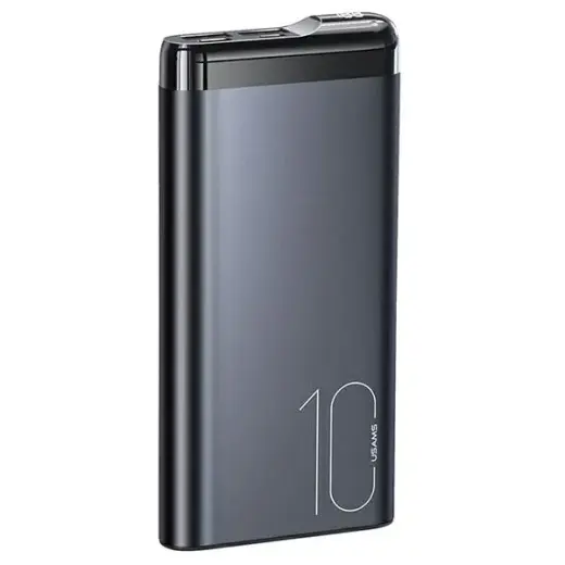 USAMS PB55 external battery (powerbank) | 10000 mAh | 10W | USB-A, USB-C, Micro USB | LED display | gray