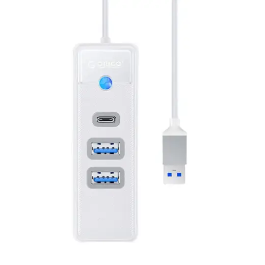 Orico Hub Adapter USB to 2x USB 3.0 + USB-C, 5 Gbps, 0.15m (White)