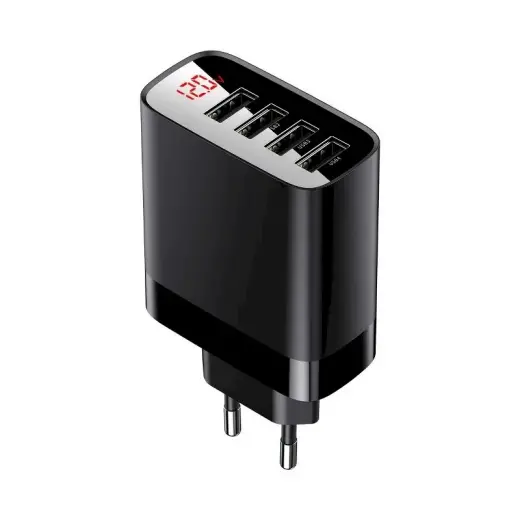 Baseus Mirror Lake Digital Display 4USB Travel Charger 30W (EU) Black