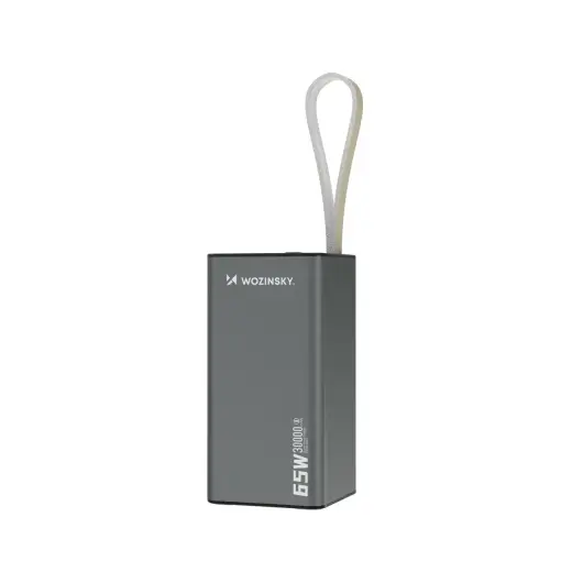 Wozinsky K65+ ārējais akumulators (powerbank) | 30000 mAh | 65W | USB-C, USB-A | LED ekrāns | melns