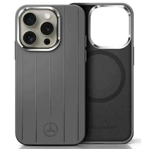 Mercedes MEHMP16X23SUVSA iPhone 16 Pro    Max 6.9" szary|grey hardcase Silicone Vertical Tonal Stripes MagSafe