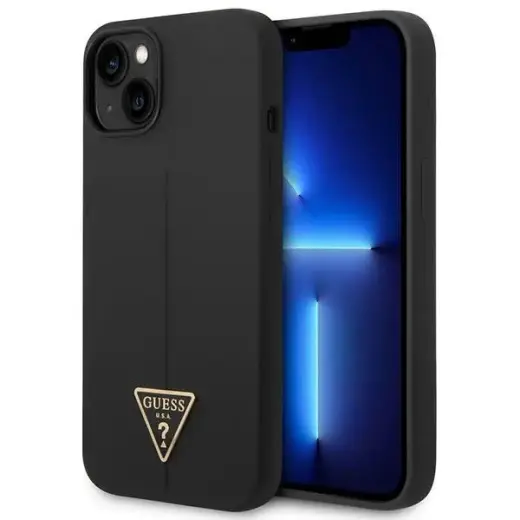 Guess GUHCP14SSLTGK iPhone 14 6,1" czarny|black hardcase Silicone Triangle