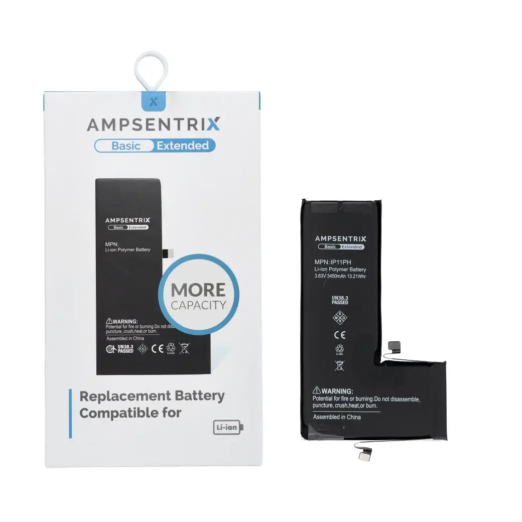 AmpSentrix Basic battery for iPhone 11 Pro (high capacity 3450 mAh)