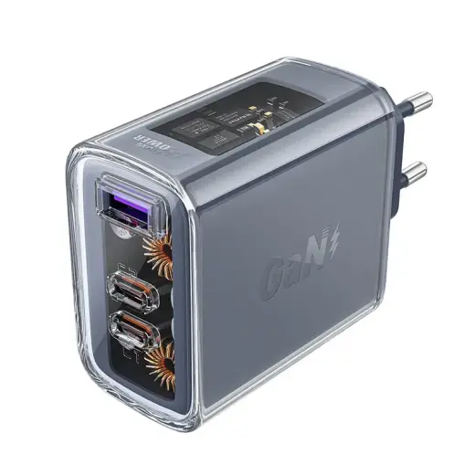 Acefast A45 travel charger | 65W | GaN | USB-A, USB-C | gray