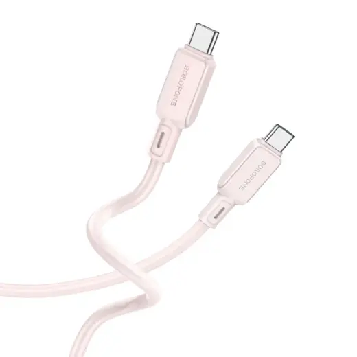 Borofone BX94 Crystal data transfer and charging cable | USB-C to USB-C | 60W | 1m | light pink