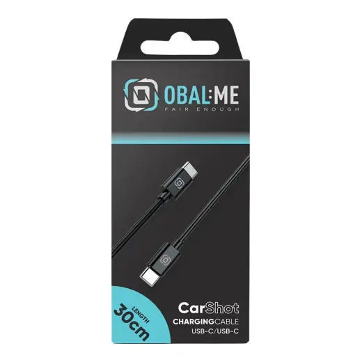 OBAL:ME CarShot duomenų perdavimo ir įkrovimo laidas | USB-C į USB-C | 0.3m | juodas