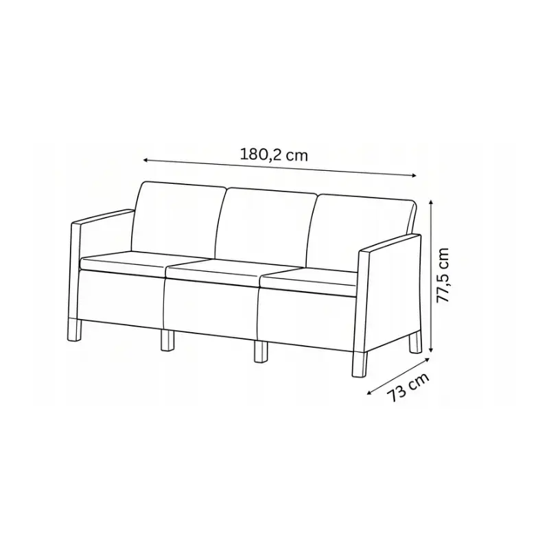 Dārza dīvāns divvietīgs Scandi Form 3 Seater Sofa gaiši pelēks/tumša tērauda pelēks