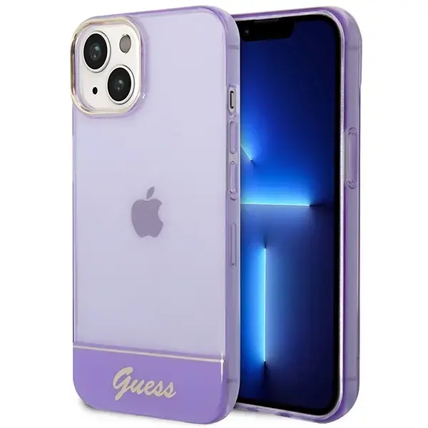 Guess GUHCP14SHGCOU iPhone 14 | 15 | 13  6.1" fioletowy|purple hardcase Translucent