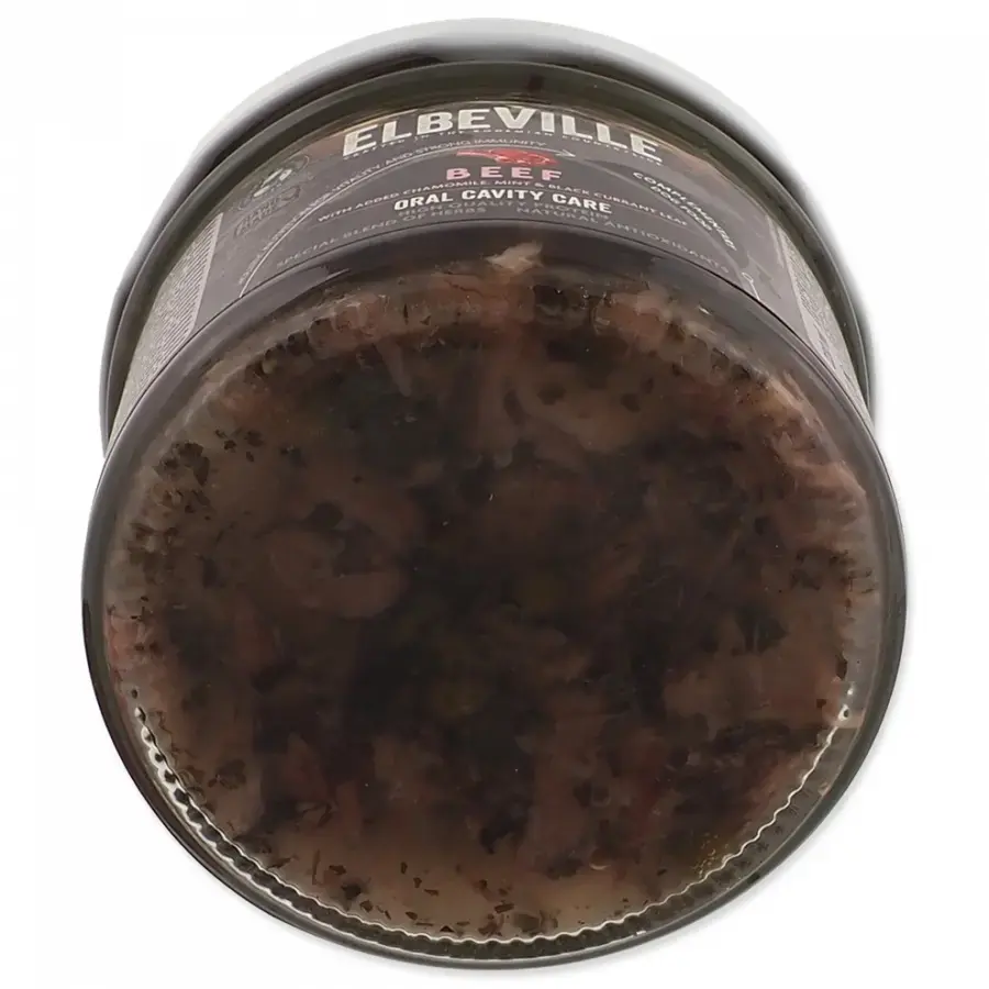 Konservi suņiem – ElbeVille Oral Cavity Care, Beef with Chamomile, Mint and Black Currant leaf, 220 ml