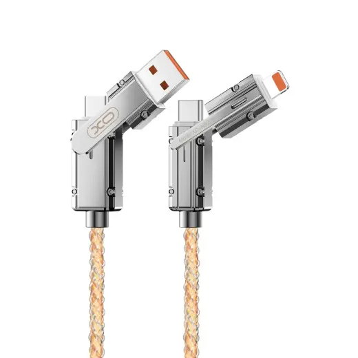 XO NB276 Кабель 3-в-1 для передачи данных и зарядки | USB-A на USB-C, Lightning | 60 Вт | 1 м | серый