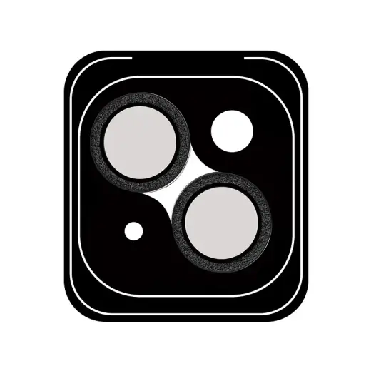 Rock Tempered glass Shiny Series Camera Lens on camera for Iphone 15/15 Plus (lens 2 pieces) black