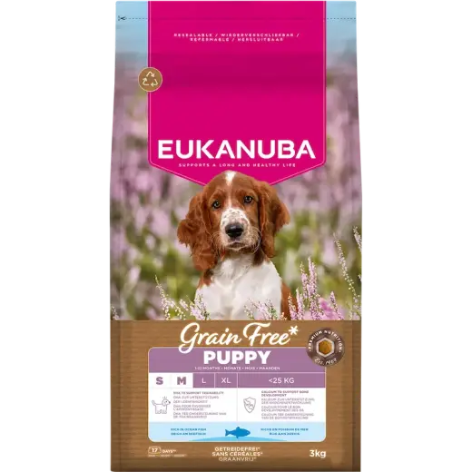 Sausa barība kucēniem - Eukanuba Puppy & Junior Small & Medium GRAIN FREE OCEAN FISH 3 kg