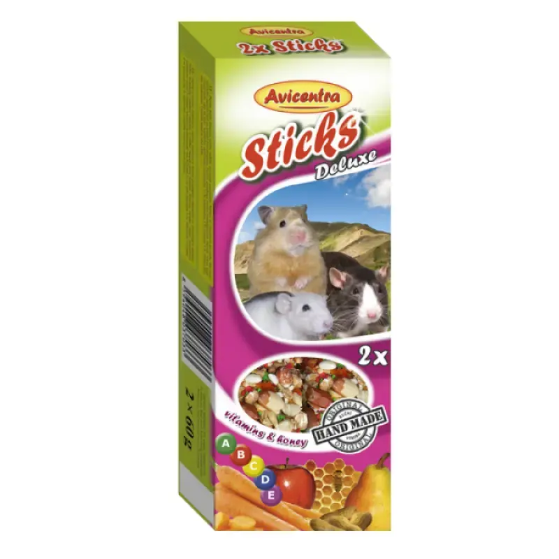 Papildbarība grauzējiem – Avicentra Sticks honey for small rodents, 2x60g