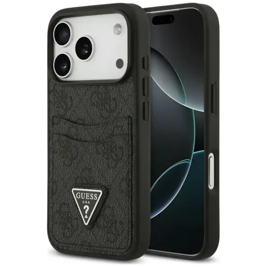 Case Guess 4G Double Card Triangle for iPhone 18 Pro / 17 Pro black