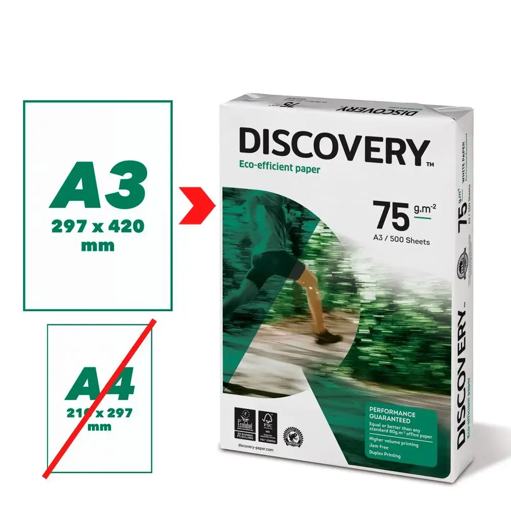 Papīrs DISCOVERY A3 formāts 75g/m2, 500 loksnes/iepakojumā