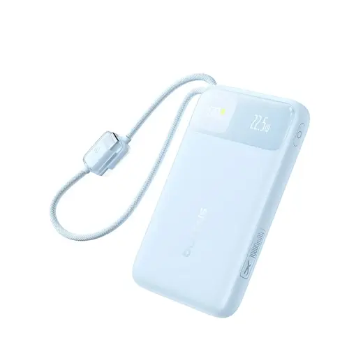 Baseus EnerFill FC11 10000mAh 22.5W Power Bank with Digital Display and Two Built-in Cables - Blue