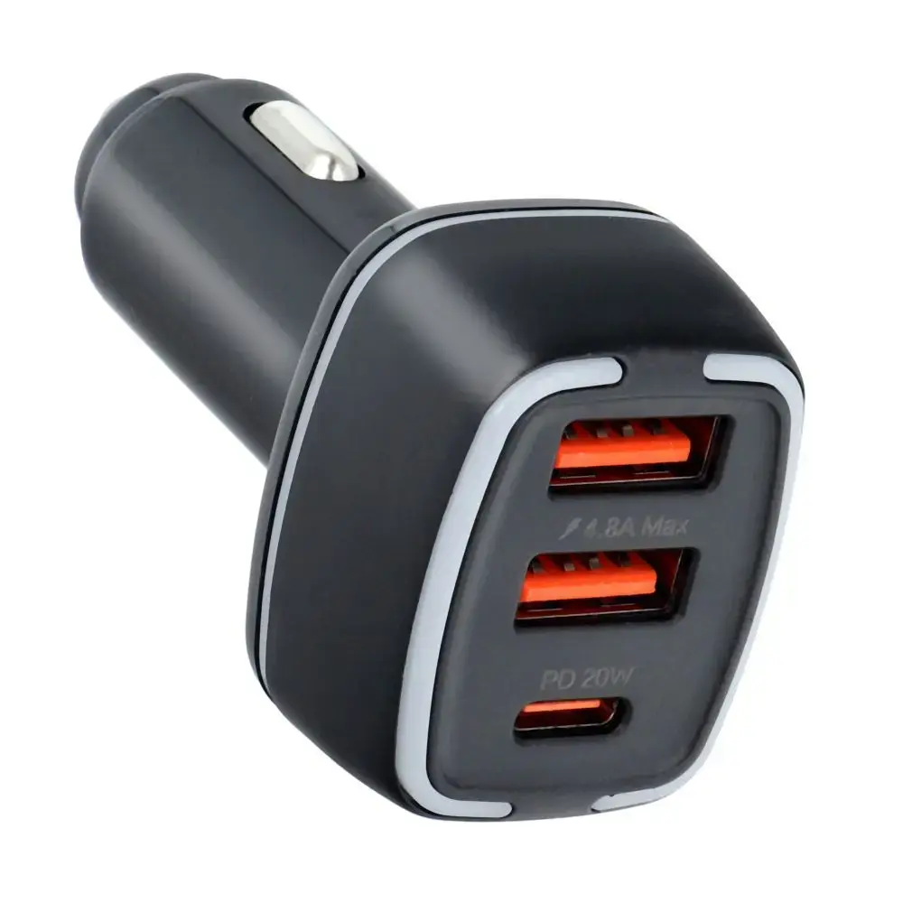 Pavareal car charger Type C (USB-C) PD 20W + USB 3A black