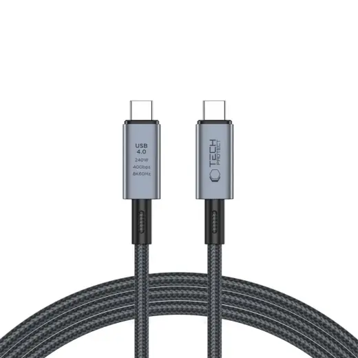 Tech-Protect UltraBoost Max datu pārraides un uzlādes vads | USB-C uz USB-C | 240W | 2m | pelēks