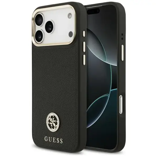 Case Guess Grained Strass Logo MagSafe for iPhone 17 Pro Max black