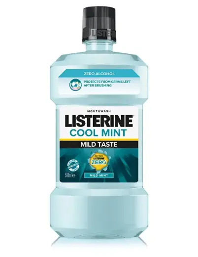 Listerine Mouthwash with a Delicate Fresh Mint Flavour - Alcohol-free Mouthwash for Fresh Breath and Protection Against Dental Plaque - 500 Ml