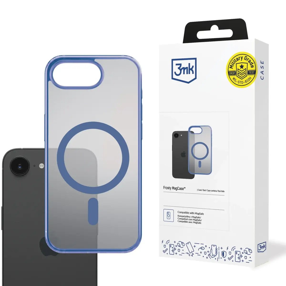 3mk Frosty MagCase maciņš ar MagSafe atbalstu telefonam iPhone 16E zils