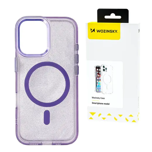 Wozinsky Glitter telefono dėklas su MagSafe palaikymu Samsung Galaxy S24 FE (S721) violetinis