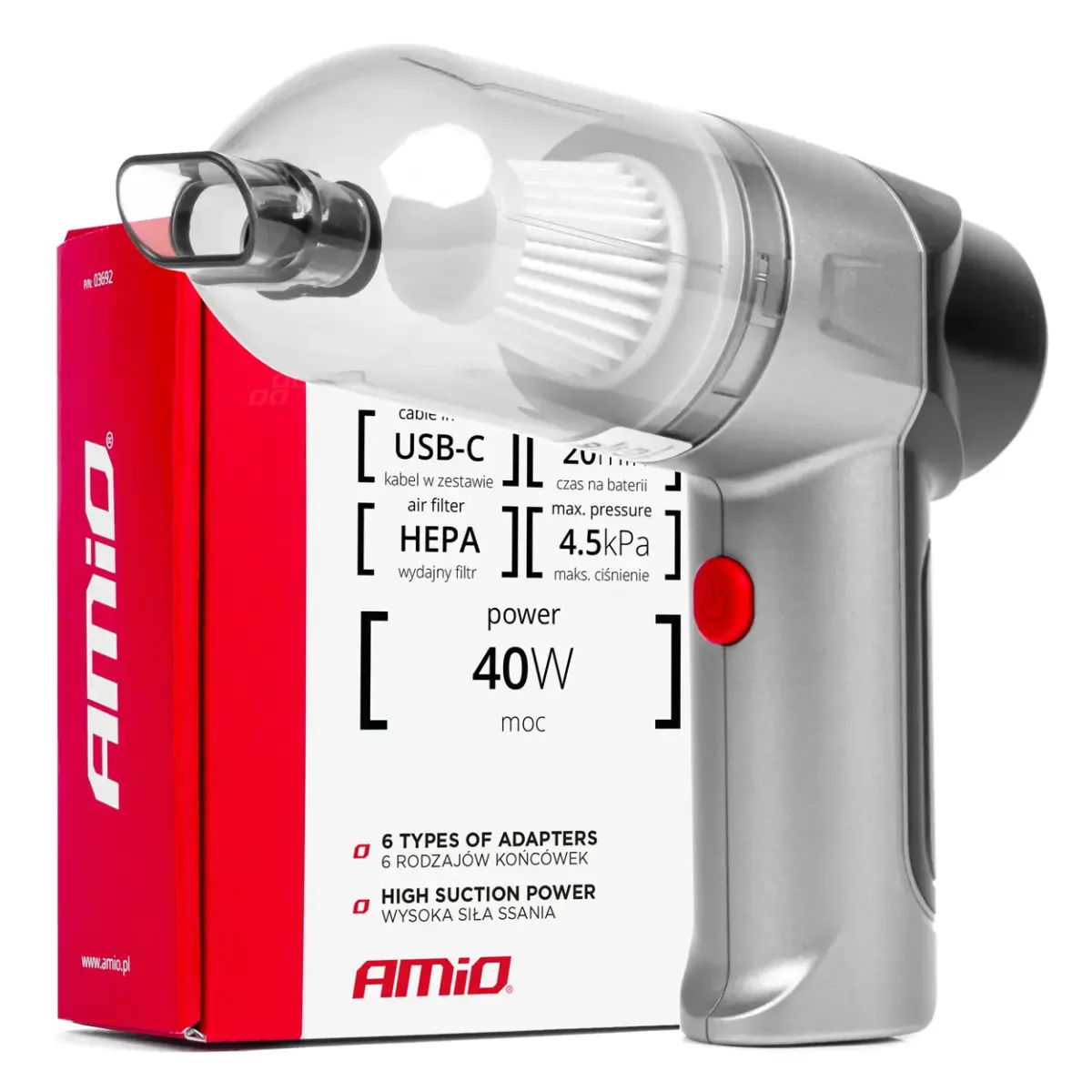 Cordless car vacuum cleaner HEPA AMiO-03692