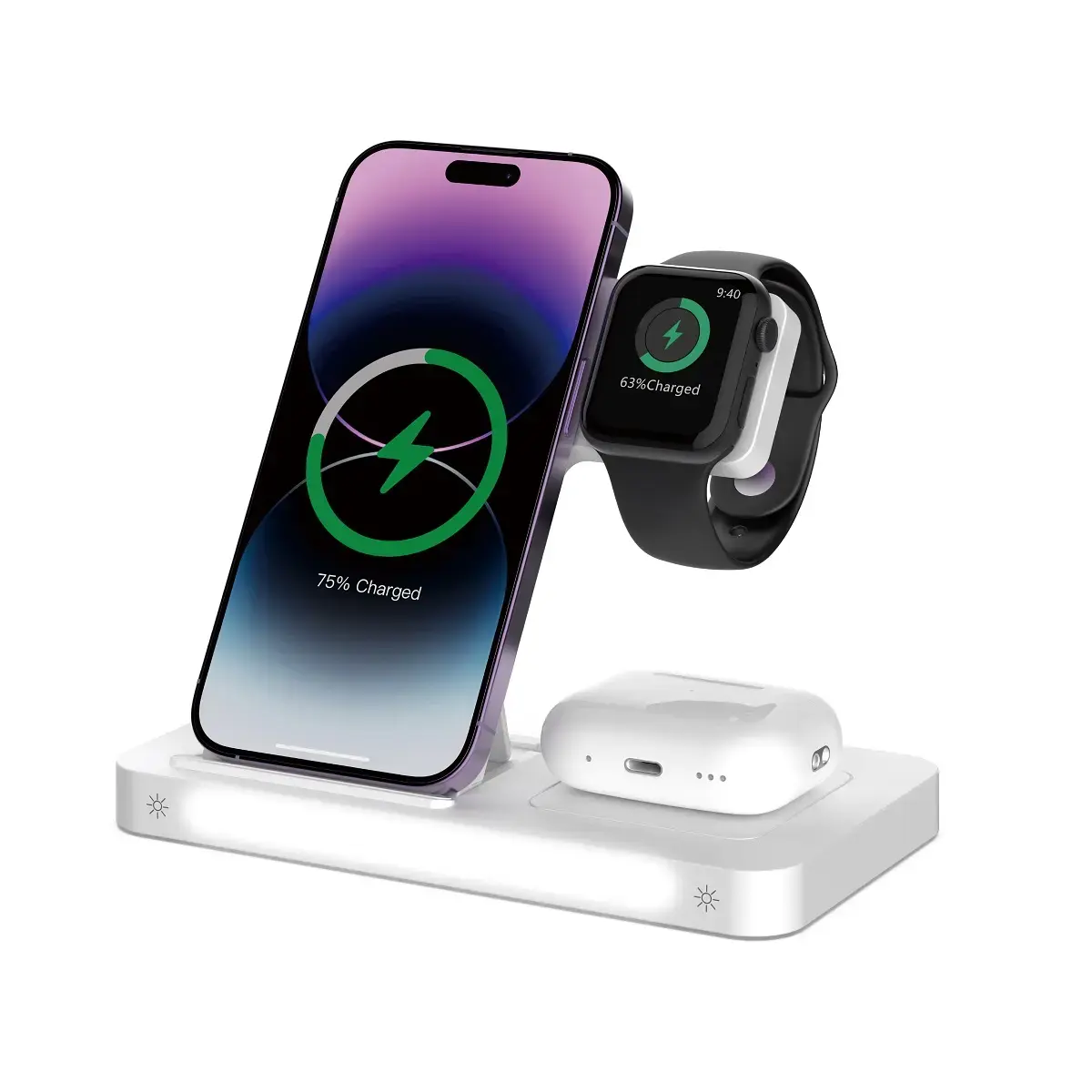 Devia 3-in-1 juhtmevaba laadija | Qi | 15W | valge