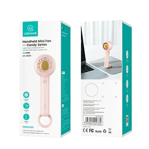 USAMS Wiatrak ręczny Mini 1200mAh Candy Series różowy|pink ZB251FS02 (US-ZB251)
