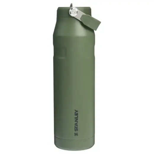 Termopudele ar salmiņu The IceFlow Bottle Flip Straw 2.0 1,06L tumši zaļa