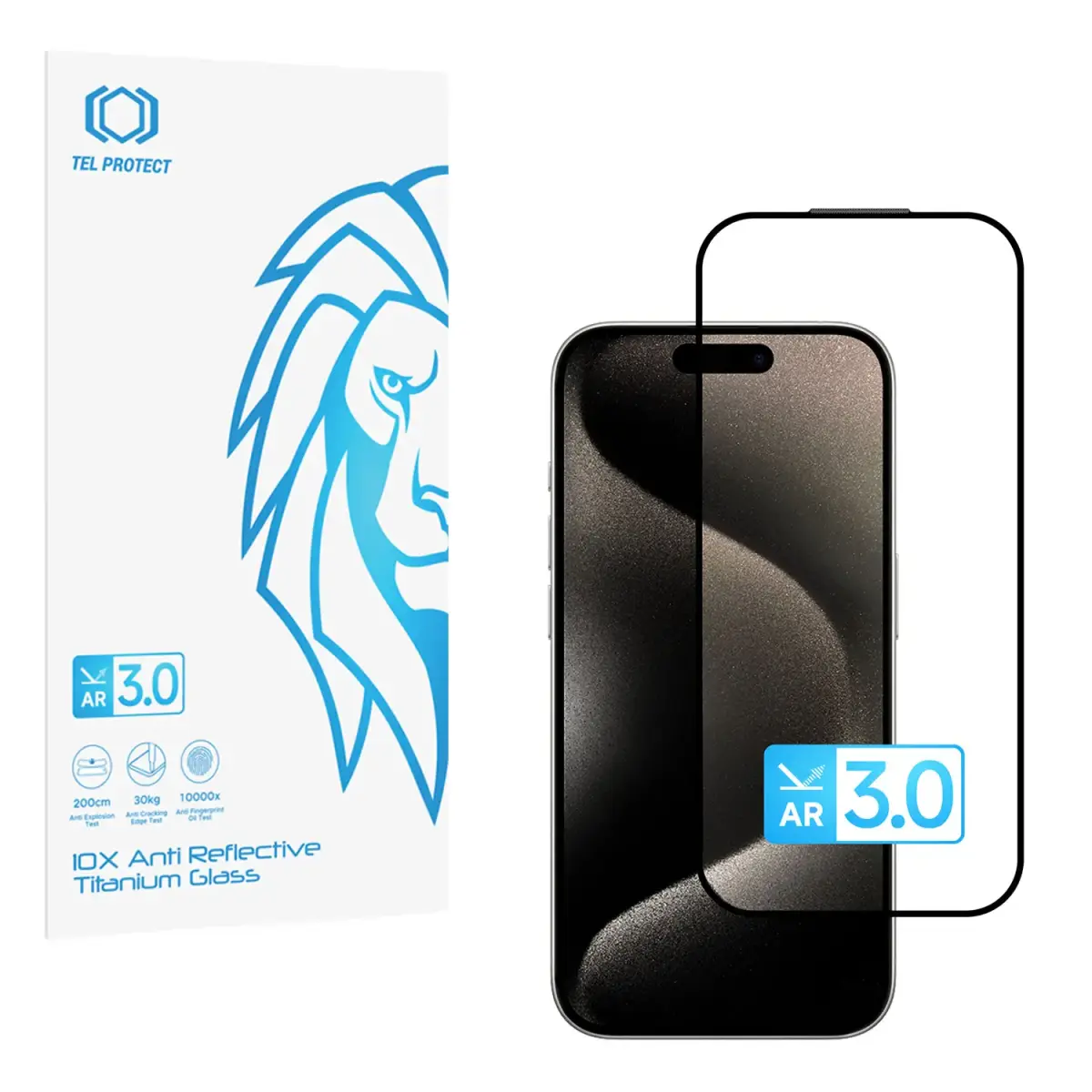 Tel Protect 10X AR 3.0 AntiReflective Titanium aizsargstikls telefona ekrānam iPhone 15 Pro